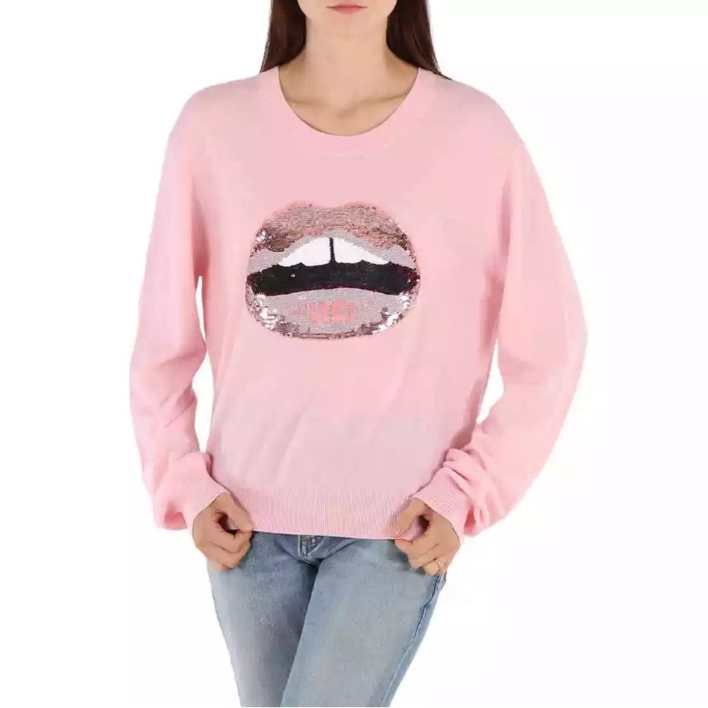 Markus Lupfer Bubblegum Pink Sequins Lip Sweater